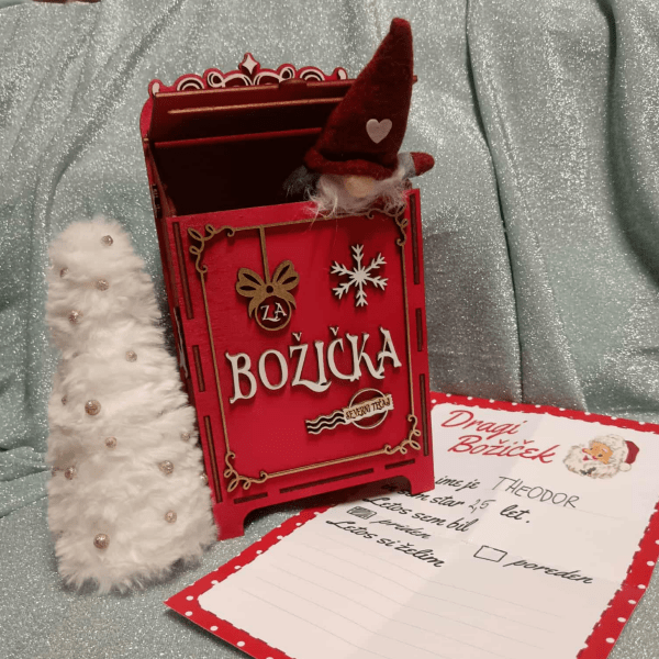 Božičkov poštni nabiralnik Jelenček - božična dekoracija iz lesa