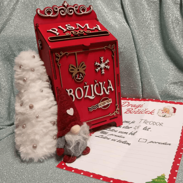 Božičkov poštni nabiralnik Jelenček - božična dekoracija iz lesa